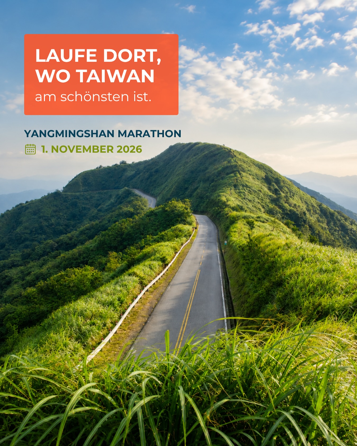 Stellt euch vor, jeder Kilometer führt euch durch eine der schönsten Naturlandschaften Taiwans. 🌿
Beim Taiwan National Parks Marathon im Yangmingshan
National Park erwartet euch eine Strecke durch grüne Berge,
weite Ausblicke und frische Bergluft - nur wenige Kilometer von Taipeh entfernt.
Wählt eure Herausforderung:
🌿 Marathon - 42 km
🌿 Halbmarathon - 21 km
🌿 5-km-Lauf
🗓 Termin: 1. November 2026
📝 Anmeldung bis 31. August 2026 oder solange Startplätze verfügbar sind.
Wäre ein Lauf durch einen Nationalpark etwas für eure Bucket List?
📷 Shutterstock
#TaiwanUrlaub #ErlebeTaiwan #Yangmingshan #TaiwanNationalPark #Marathon #RunTaiwan #NatureLovers