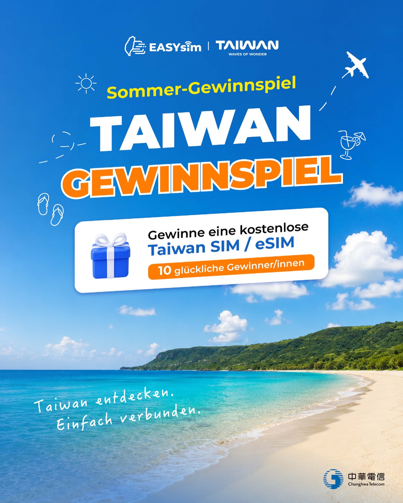 ☀ TAIWAN GEWINNSPIEL 🇹🇼
Wenn du diesen Sommer nach Taiwan reisen würdest – worauf würdest du dich am meisten freuen? 😍
Auf die lebhaften Nachtmärkte, taiwanische Spezialitäten, beeindruckende Berg- und Küstenlandschaften oder die faszinierende Kultur?
Gemeinsam mit @easysimtw verlosen wir 10× eine Chunghwa Telecom Touristen-Prepaid-Karte für 15 Tage als SIM oder eSIM – damit ihr auf eurer Taiwan-Reise direkt verbunden seid.
So nimmst du teil:
1⃣ Folge @taiwanurlaub auf Instagram
2⃣ Like diesen Beitrag ❤
3⃣ Verrate uns in den Kommentaren, worauf du dich bei einer Taiwan-Reise am meisten freuen würdest
4⃣ Markiere eine Person, mit der du gerne nach Taiwan reisen möchtest
📅 Teilnahmeschluss: 23.08.2026, 23:59 Uhr
📢 Gewinnerbekanntgabe: 24.08.2026
Viel Glück! 🍀
#TaiwanUrlaub #ErlebeTaiwan #TaiwanTravel #EASYsim #TaiwanSIM #TaiwaneSIM #ChunghwaTelecom#TravelTaiwan