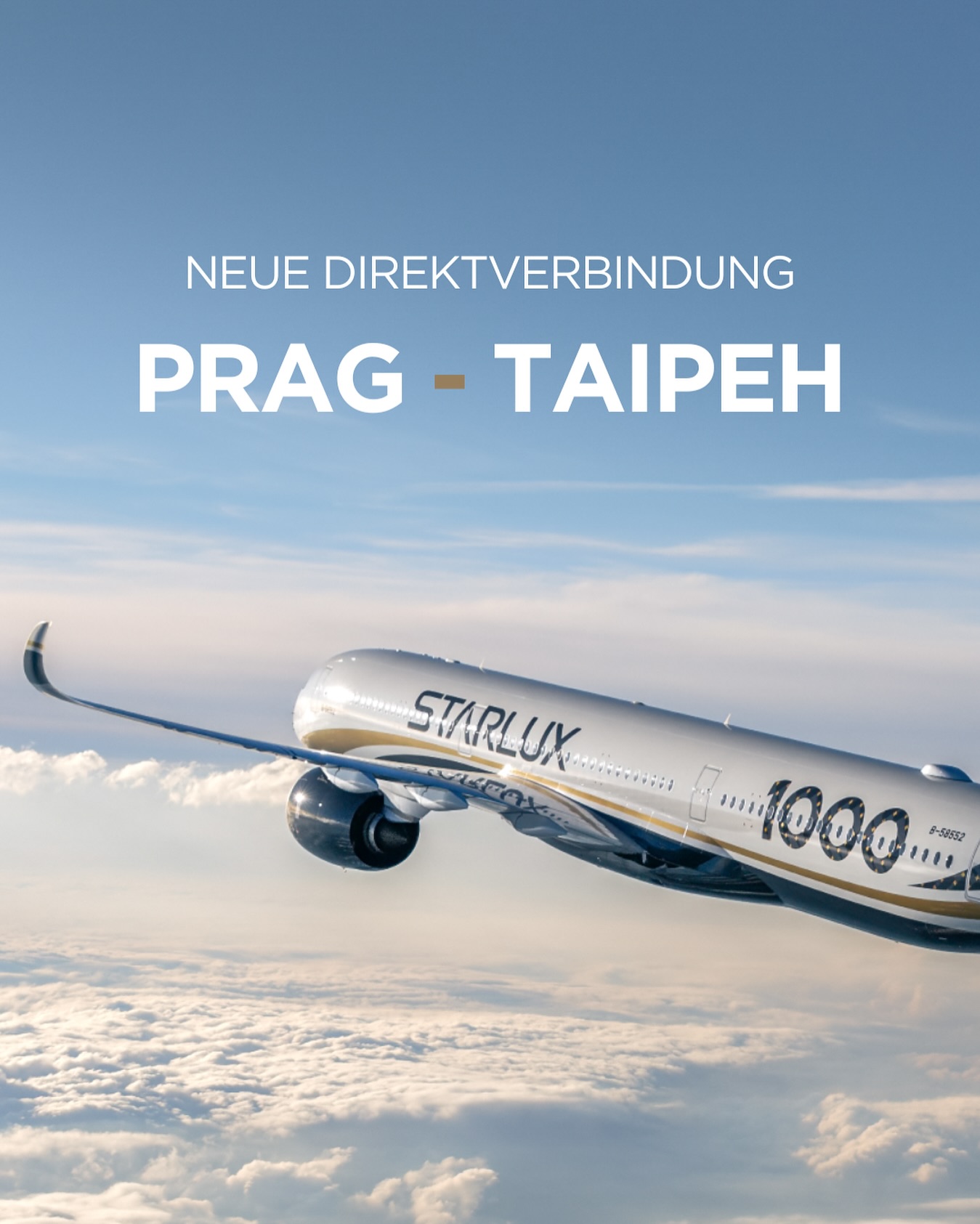 ✈️ Taiwan rückt ein Stück näher! 🇹🇼

Ab heute verbindet @starluxairlinescz Taipeh erstmals nonstop mit Prag – und eröffnet damit ihre erste Destination in Europa.

Für Reisende aus Deutschland bedeutet das eine weitere komfortable Möglichkeit, Taiwan und viele weitere Ziele in Asien zu entdecken. Besonders aus Sachsen, Bayern oder Süddeutschland ist Prag bequem erreichbar und damit ein attraktiver Startpunkt für die Reise nach Taiwan.

An Bord erwartet euch der moderne Airbus A350 mit dem vielfach ausgezeichneten Service von @starluxairlinescz – für einen entspannten Start in euer nächstes Abenteuer.

📍 Neue Direktverbindung 
✈️ Taipeh (TPE) ↔ Prag (PRG)

🗓 Ab 1. August 2026
📅 Zunächst 3-mal pro Woche, ab Oktober 4-mal wöchentlich.

Wer von euch könnte sich einen Taiwan-Trip mit Abflug ab Prag vorstellen? 🇹🇼💙

📷 STARLUX Airlines

#TaiwanUrlaub #ErlebeTaiwan #Prag #Prague #STARLUX #STARLUXAirlines #VisitTaiwan #TravelAsia #Taipei